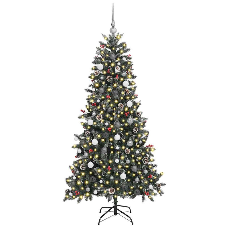 Afbeelding laden in galerijviewer, Vidaxl kunstkerstboom met 300 led groen 210 cm pvc en plastic en staal
