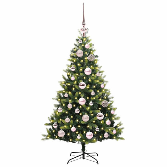 Vidaxl kunstkerstboom met scharnier 150 leds groen 120 cm pvc en pe
