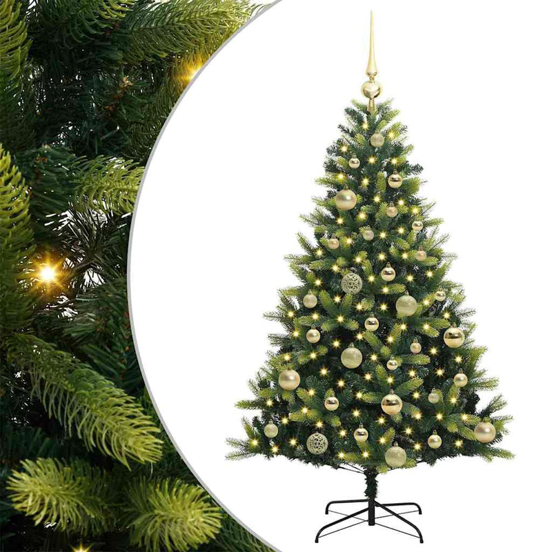 Chargez l'image dans la visionneuse de la galerie, Vidaxl kunstkerstboom met scharnier 150 leds groen 120 cm pvc en pe
