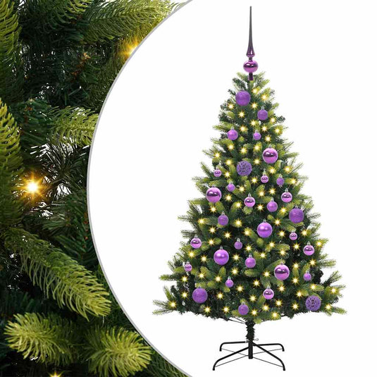 Vidaxl kunstkerstboom met scharnier 150 leds groen 120 cm pvc en pe