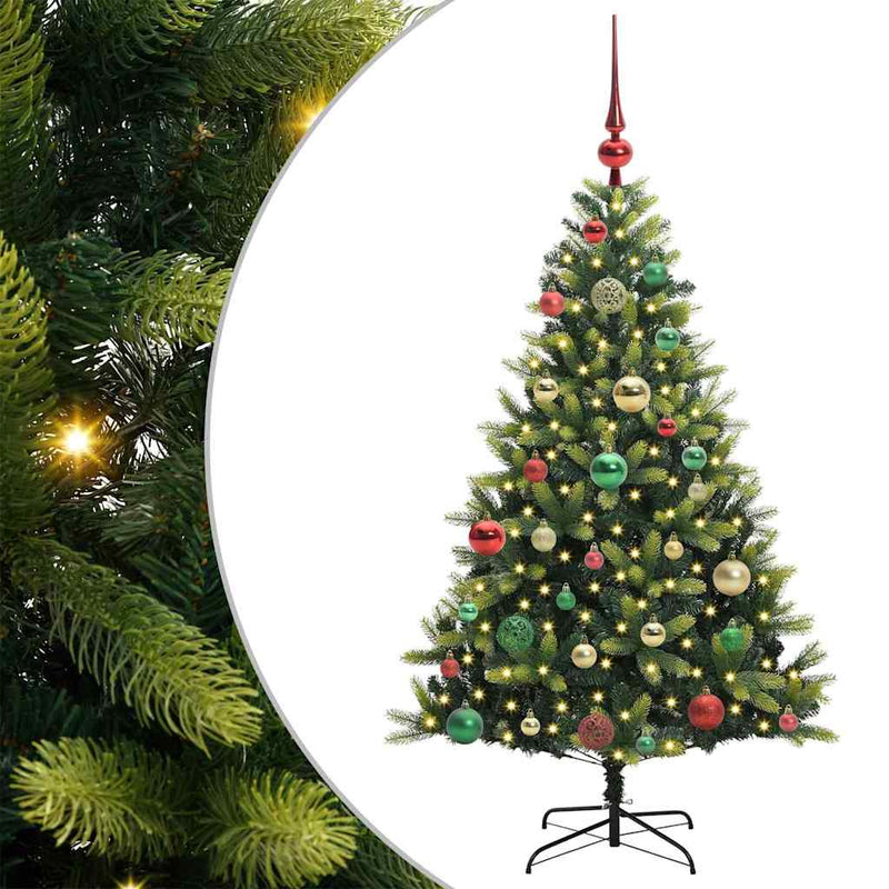 ギャラリービューアに画像をロードする, Vidaxl kunstkerstboom met scharnier 150 leds groen 120 cm pvc en pe
