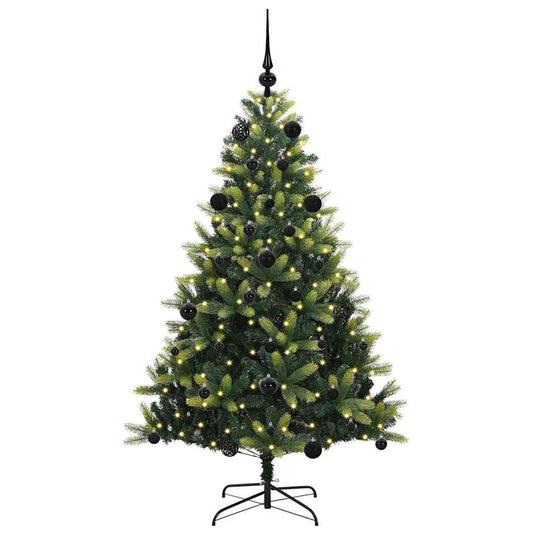 Vidaxl kunstkerstboom met scharnier 150 leds groen 150 cm pvc en pe