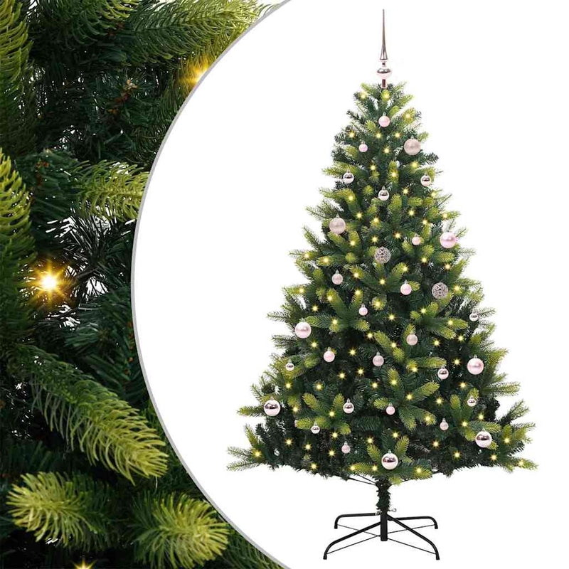 Chargez l'image dans la visionneuse de la galerie, Vidaxl kunstkerstboom met scharnier 150 leds groen 150 cm pvc en pe
