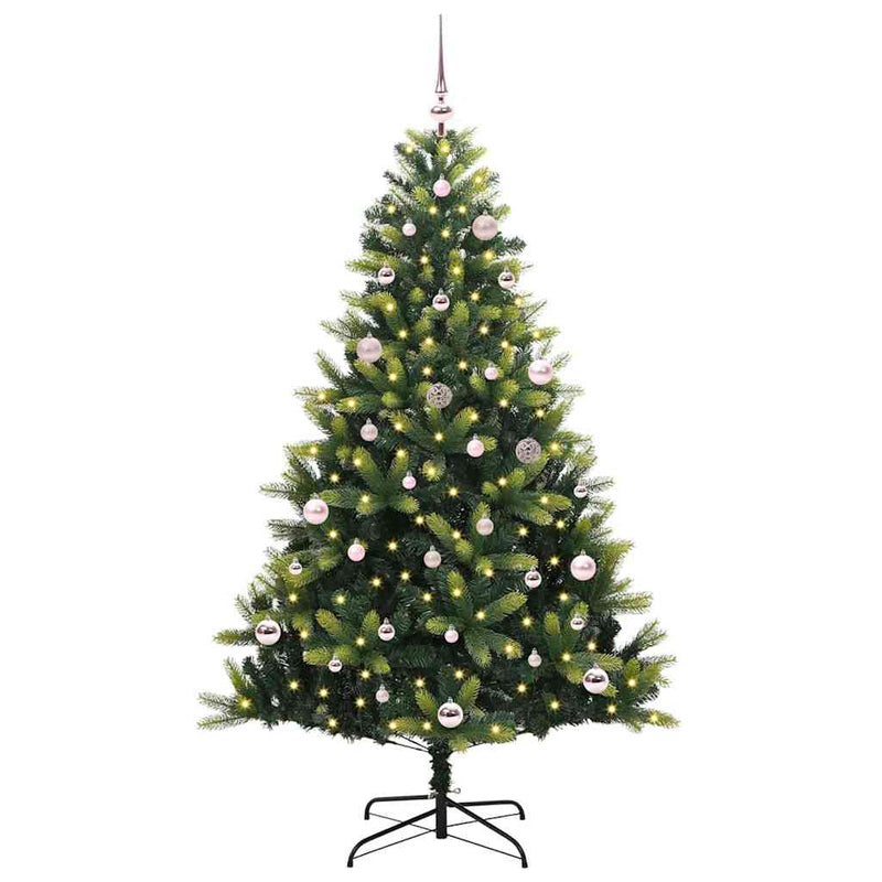 Chargez l'image dans la visionneuse de la galerie, Vidaxl kunstkerstboom met scharnier 150 leds groen 150 cm pvc en pe
