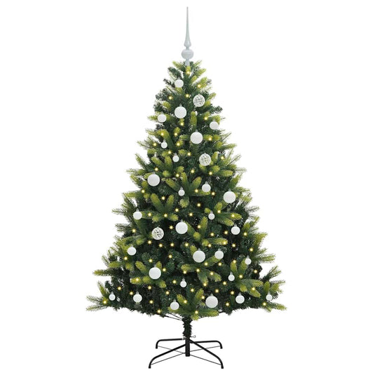 Vidaxl kunstkerstboom met scharnier 150 leds groen 150 cm pvc en pe