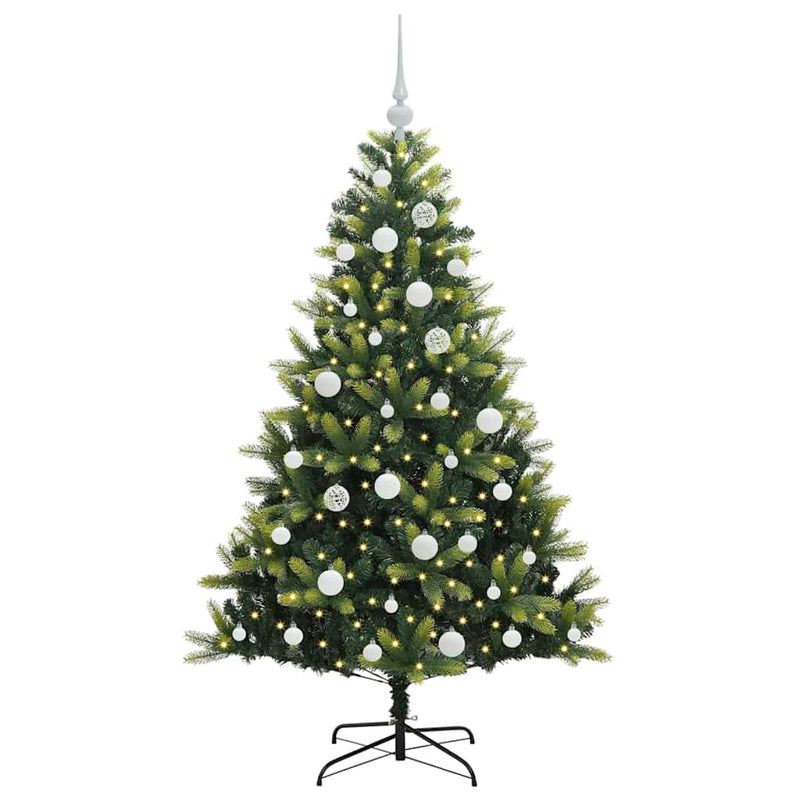 Chargez l'image dans la visionneuse de la galerie, Vidaxl kunstkerstboom met scharnier 150 leds groen 150 cm pvc en pe
