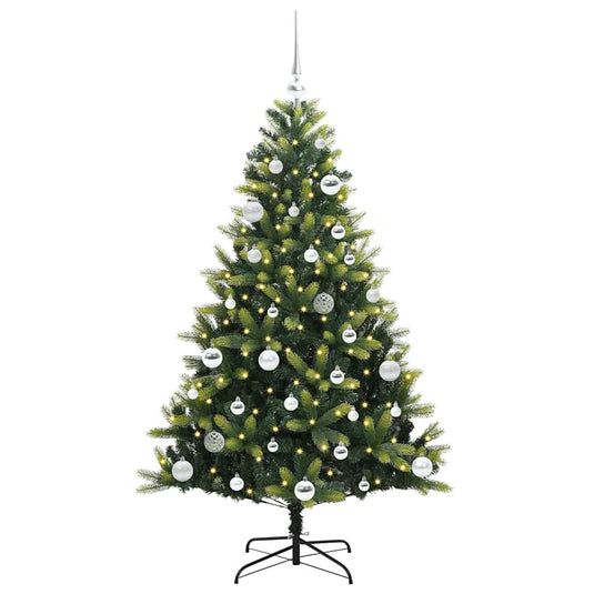 Vidaxl kunstkerstboom met scharnier 150 leds groen 150 cm pvc en pe