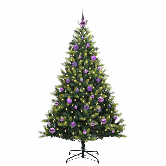 Vidaxl kunstkerstboom met scharnier 150 leds groen 150 cm pvc en pe