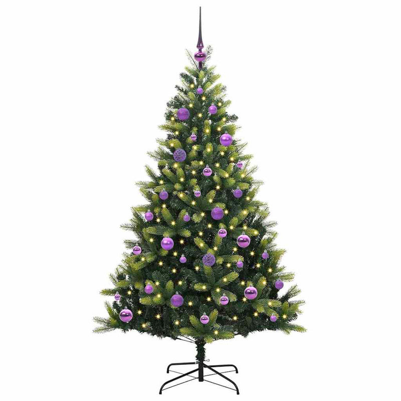 Chargez l'image dans la visionneuse de la galerie, Vidaxl kunstkerstboom met scharnier 150 leds groen 150 cm pvc en pe

