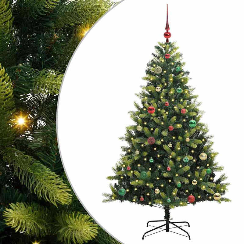 ギャラリービューアに画像をロードする, Vidaxl kunstkerstboom met scharnier 150 leds groen 150 cm pvc en pe
