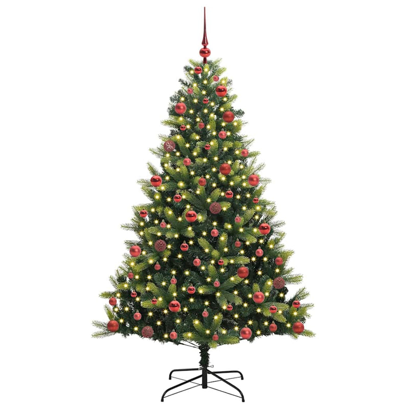 Afbeelding laden in galerijviewer, Vidaxl kunstkerstboom met scharnier 300 leds groen 180 cm pvc en pe
