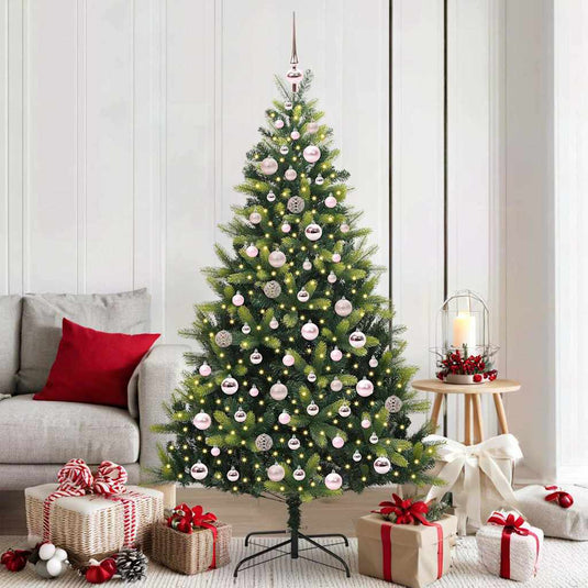 Vidaxl kunstkerstboom met scharnier 300 leds groen 180 cm pvc en pe