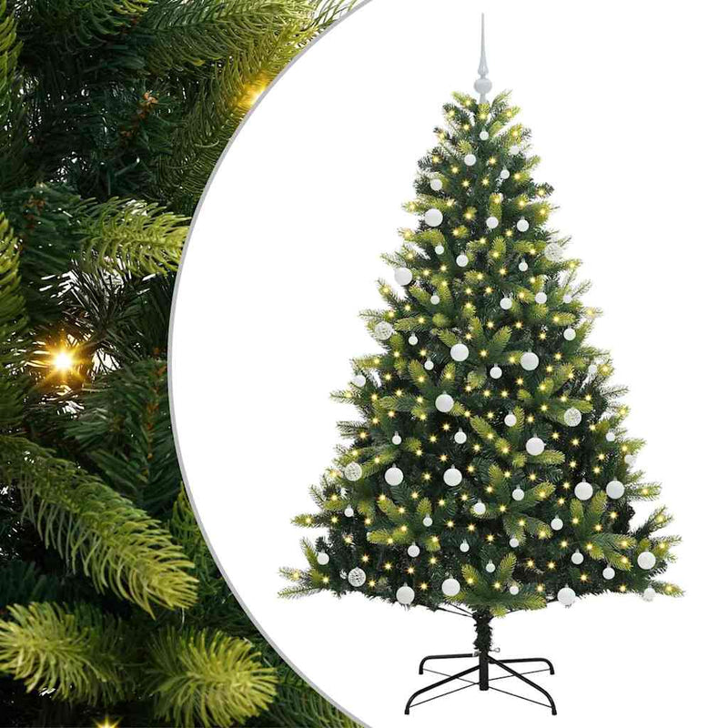 Afbeelding laden in galerijviewer, Vidaxl kunstkerstboom met scharnier 300 leds groen 180 cm pvc en pe
