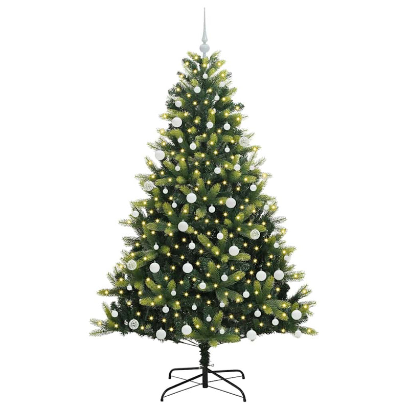 Afbeelding laden in galerijviewer, Vidaxl kunstkerstboom met scharnier 300 leds groen 180 cm pvc en pe
