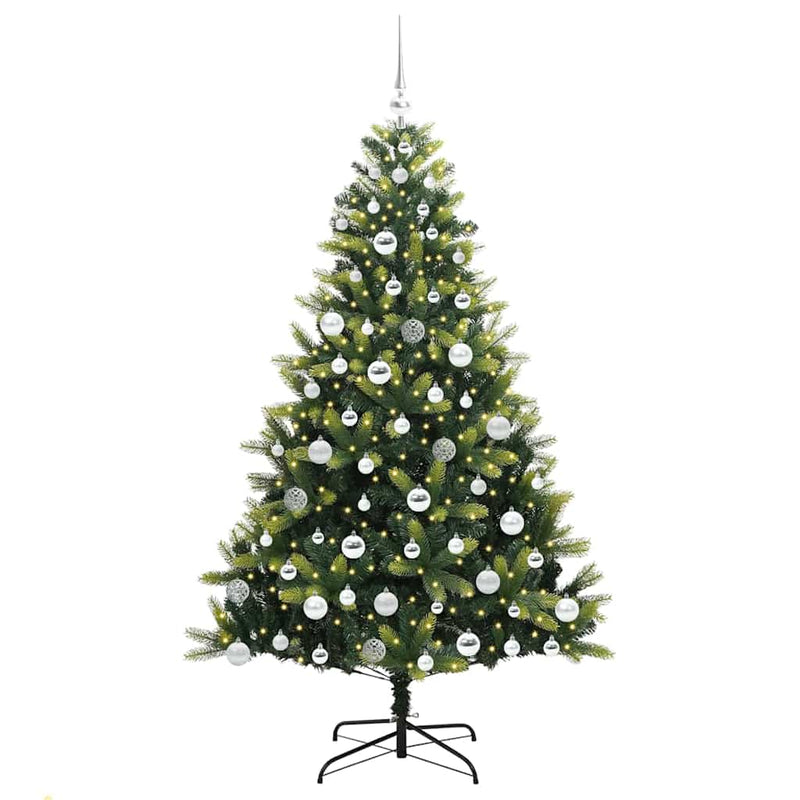 Afbeelding laden in galerijviewer, Vidaxl kunstkerstboom met scharnier 300 leds groen 180 cm pvc en pe
