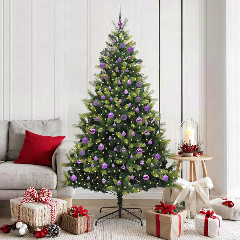 Afbeelding laden in galerijviewer, Vidaxl kunstkerstboom met scharnier 300 leds groen 180 cm pvc en pe
