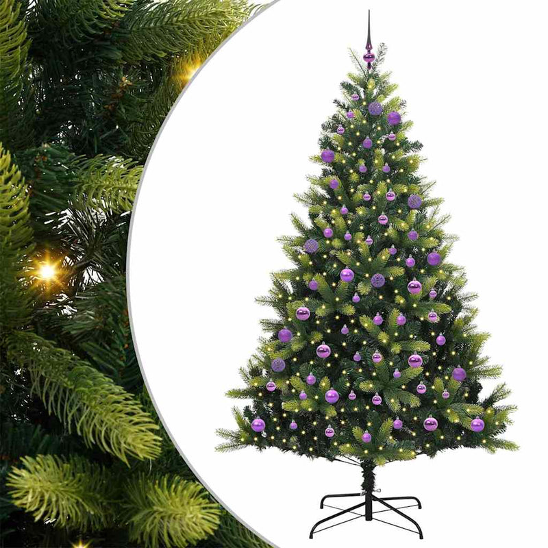 Afbeelding laden in galerijviewer, Vidaxl kunstkerstboom met scharnier 300 leds groen 180 cm pvc en pe
