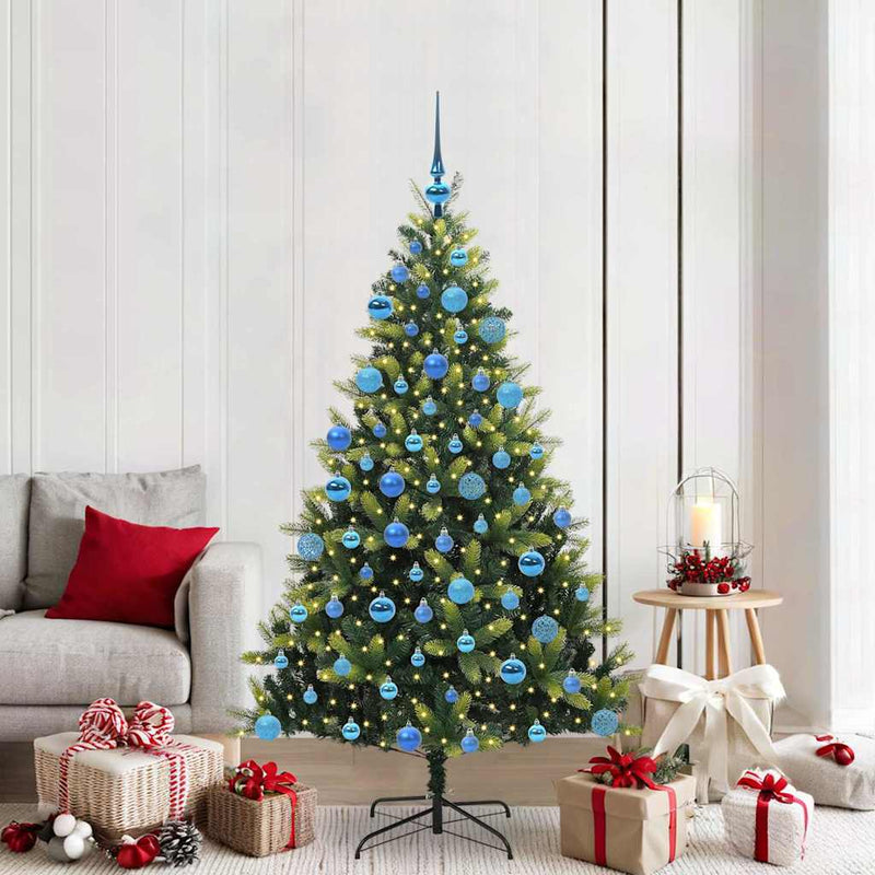 Afbeelding laden in galerijviewer, Vidaxl kunstkerstboom met scharnier 300 leds groen 180 cm pvc en pe
