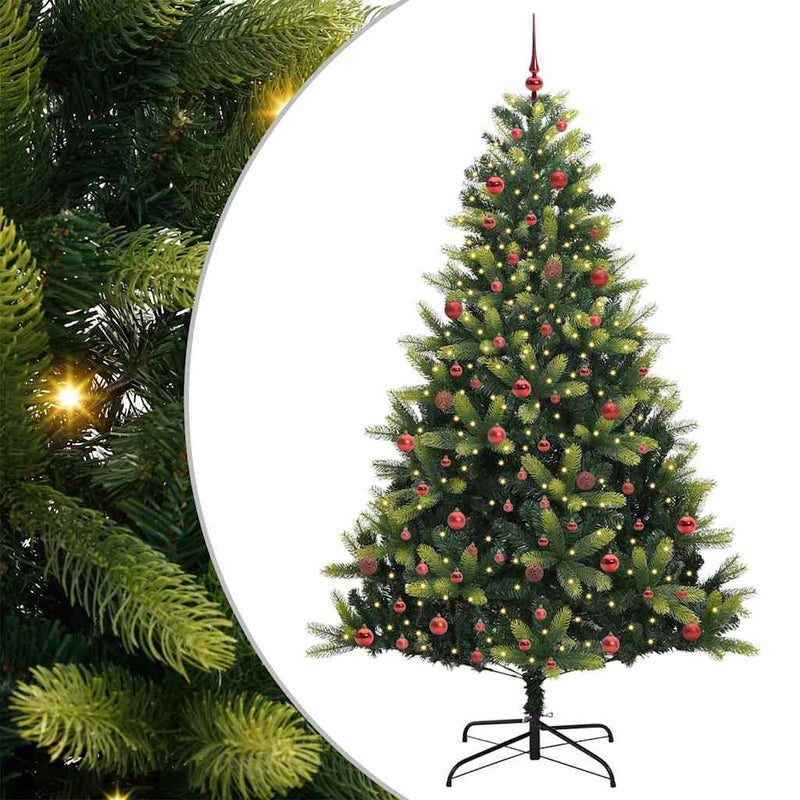 Afbeelding laden in galerijviewer, Vidaxl kunstkerstboom met scharnier 300 leds groen 210 cm pvc en pe
