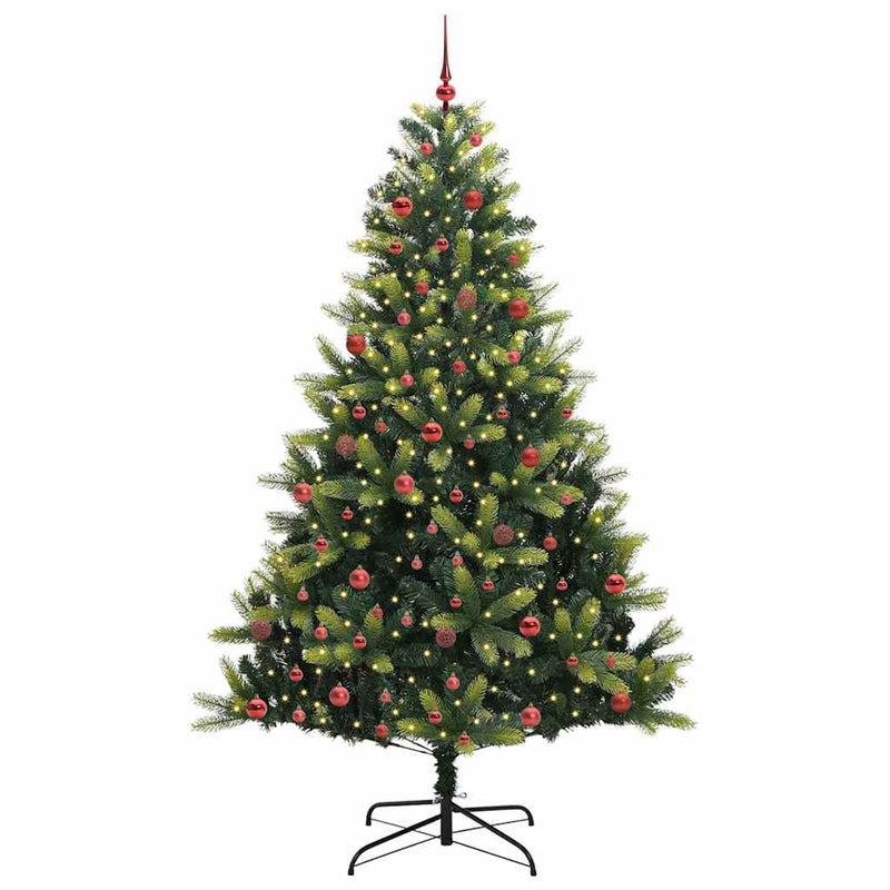 Afbeelding laden in galerijviewer, Vidaxl kunstkerstboom met scharnier 300 leds groen 210 cm pvc en pe
