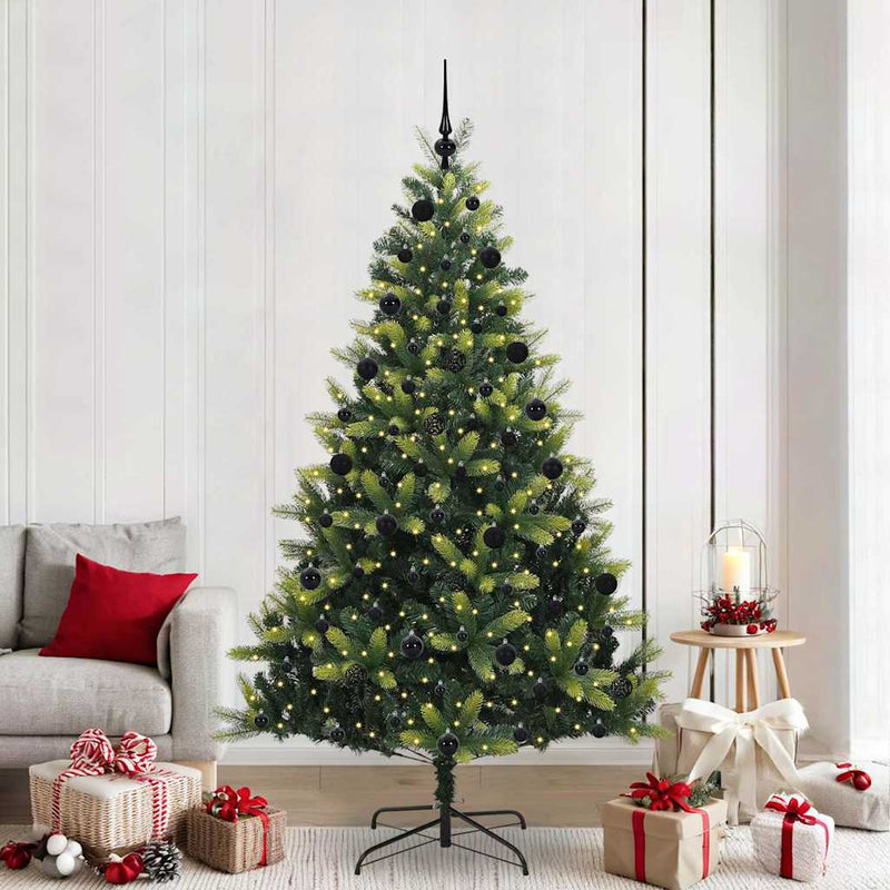 Afbeelding laden in galerijviewer, Vidaxl kunstkerstboom met scharnier 300 leds groen 210 cm pvc en pe
