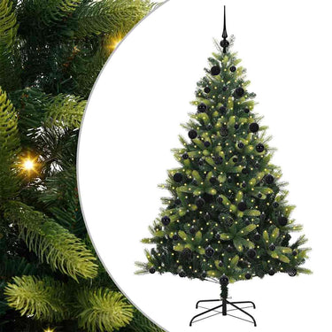 Vidaxl kunstkerstboom met scharnier 300 leds groen 210 cm pvc en pe