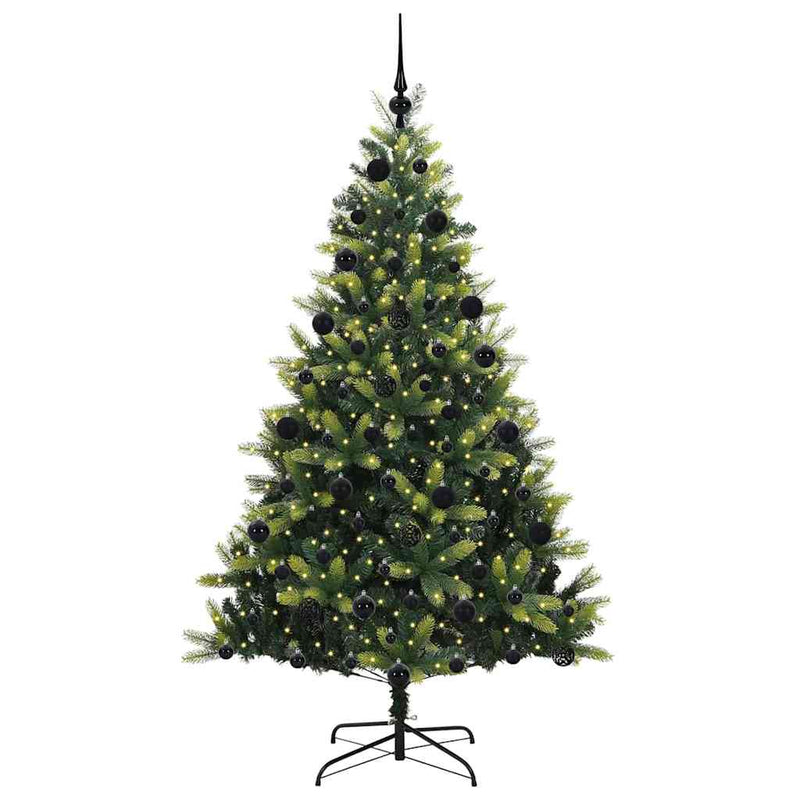 Afbeelding laden in galerijviewer, Vidaxl kunstkerstboom met scharnier 300 leds groen 210 cm pvc en pe
