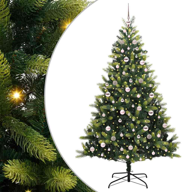 Afbeelding laden in galerijviewer, Vidaxl kunstkerstboom met scharnier 300 leds groen 210 cm pvc en pe
