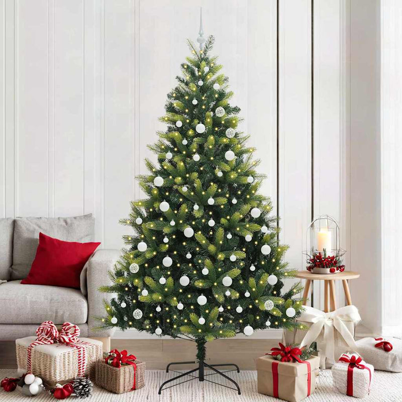 Afbeelding laden in galerijviewer, Vidaxl kunstkerstboom met scharnier 300 leds groen 210 cm pvc en pe
