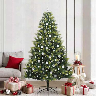 Vidaxl kunstkerstboom met scharnier 300 leds groen 210 cm pvc en pe