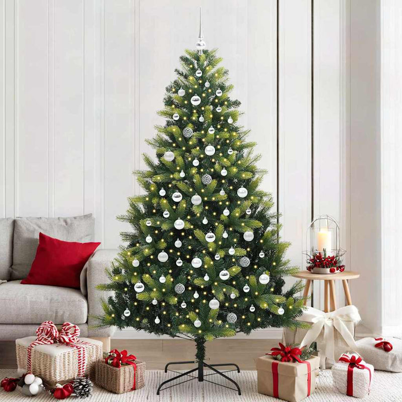 Afbeelding laden in galerijviewer, Vidaxl kunstkerstboom met scharnier 300 leds groen 210 cm pvc en pe
