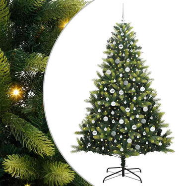 Vidaxl kunstkerstboom met scharnier 300 leds groen 210 cm pvc en pe