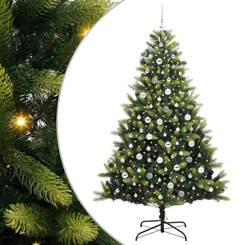 Afbeelding laden in galerijviewer, Vidaxl kunstkerstboom met scharnier 300 leds groen 210 cm pvc en pe

