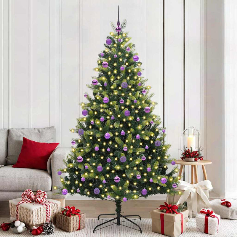 Afbeelding laden in galerijviewer, Vidaxl kunstkerstboom met scharnier 300 leds groen 210 cm pvc en pe
