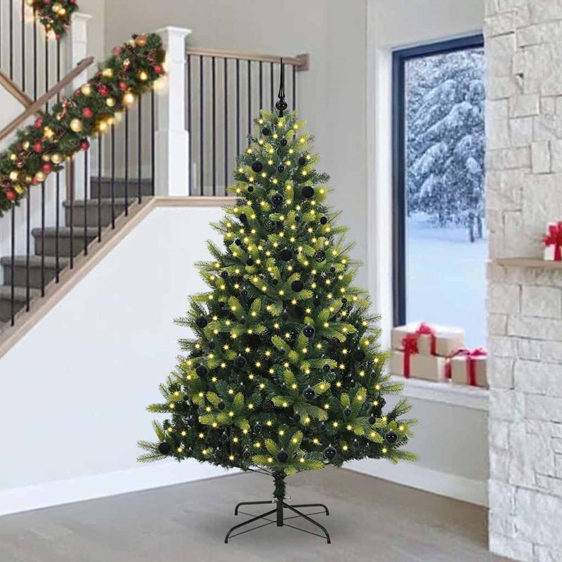 Afbeelding laden in galerijviewer, Vidaxl kunstkerstboom met scharnier 300 leds groen 240 cm pvc en pe

