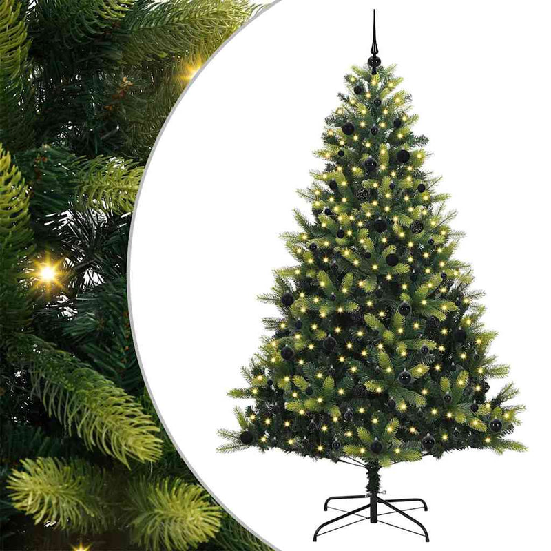 Afbeelding laden in galerijviewer, Vidaxl kunstkerstboom met scharnier 300 leds groen 240 cm pvc en pe
