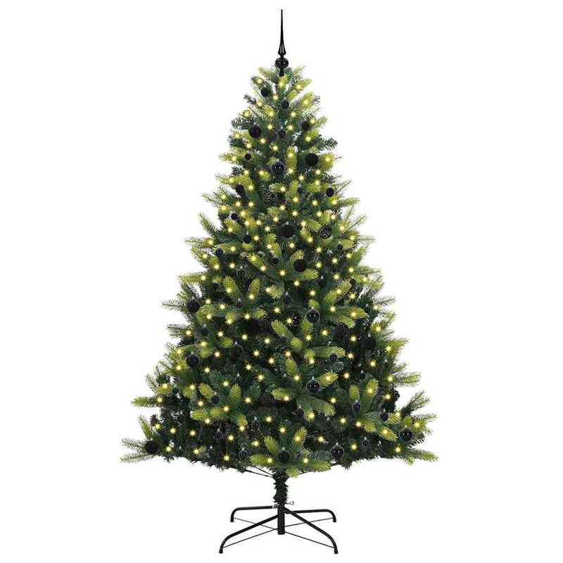 Afbeelding laden in galerijviewer, Vidaxl kunstkerstboom met scharnier 300 leds groen 240 cm pvc en pe
