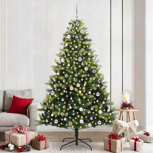 Vidaxl kunstkerstboom met scharnier 300 leds groen 240 cm pvc en pe