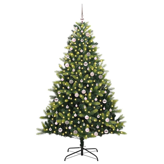 Vidaxl kunstkerstboom met scharnier 300 leds groen 240 cm pvc en pe