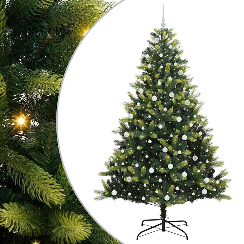 Afbeelding laden in galerijviewer, Vidaxl kunstkerstboom met scharnier 300 leds groen 240 cm pvc en pe
