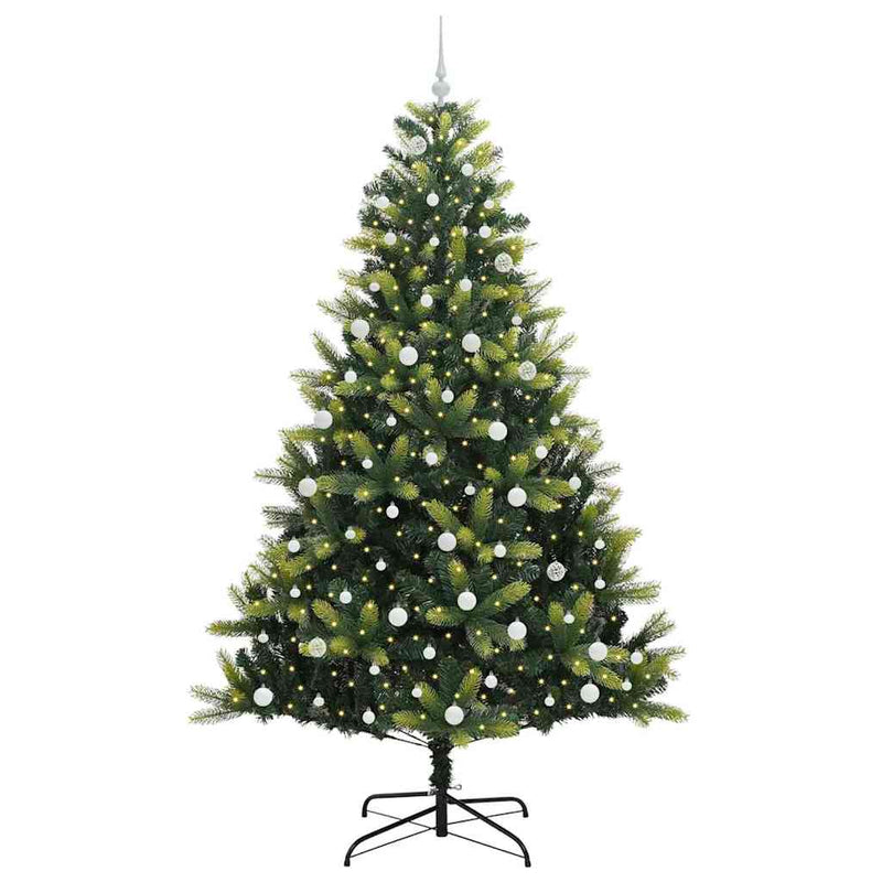 Afbeelding laden in galerijviewer, Vidaxl kunstkerstboom met scharnier 300 leds groen 240 cm pvc en pe
