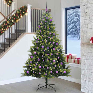 Vidaxl kunstkerstboom met scharnier 300 leds groen 240 cm pvc en pe