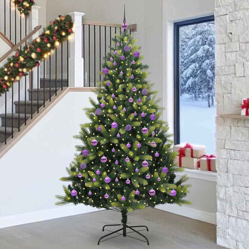 Afbeelding laden in galerijviewer, Vidaxl kunstkerstboom met scharnier 300 leds groen 240 cm pvc en pe
