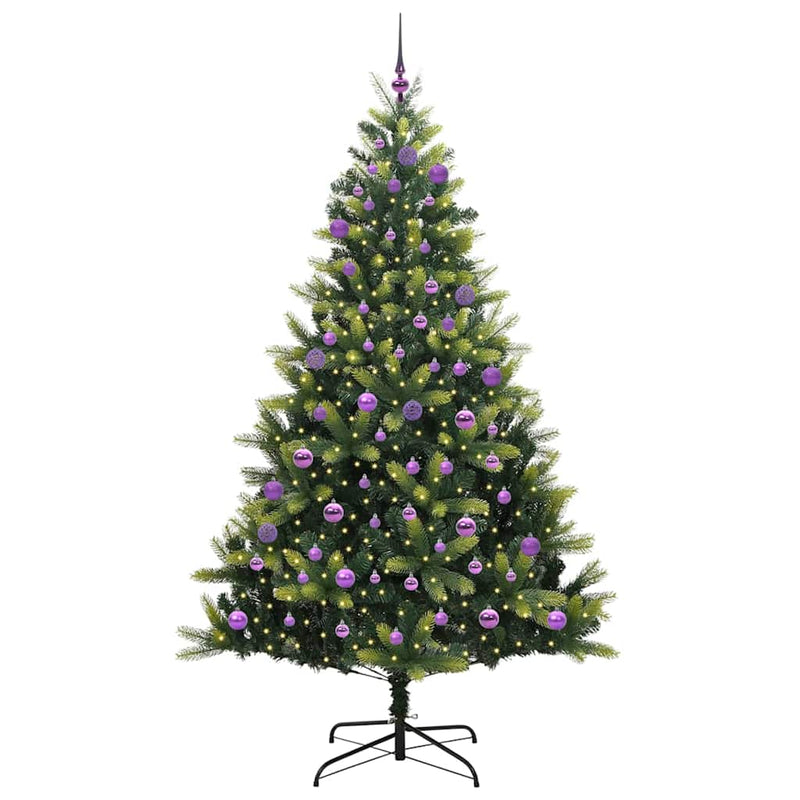 Afbeelding laden in galerijviewer, Vidaxl kunstkerstboom met scharnier 300 leds groen 240 cm pvc en pe
