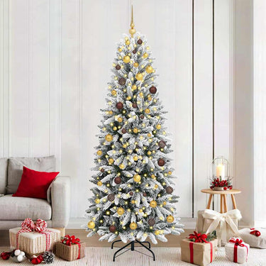Vidaxl kunstkerstboom wit 210 cm pvc en plastic en staal en pe