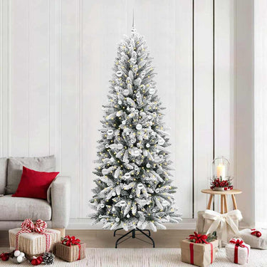 Vidaxl kunstkerstboom wit 210 cm pvc en plastic en staal en pe