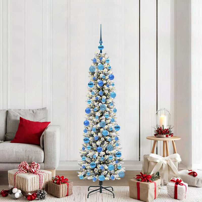 Afbeelding laden in galerijviewer, Vidaxl kunstkerstboom met 300 led wit 180 cm pvc en metaal en plastic
