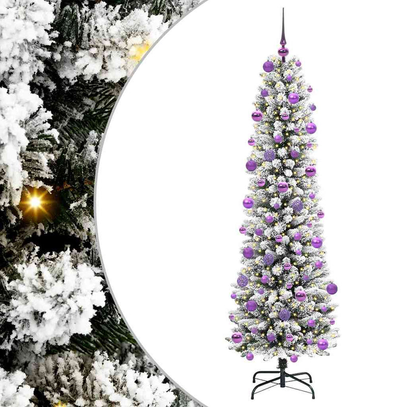 Afbeelding laden in galerijviewer, Vidaxl kunstkerstboom met 300 led wit 210 cm pvc en metaal en plastic

