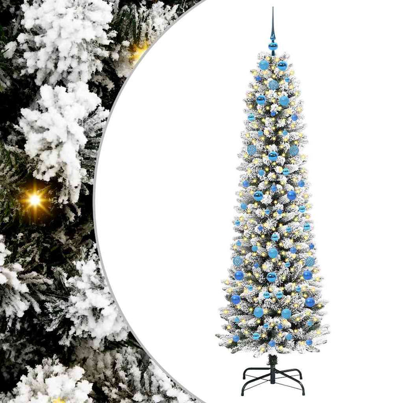 Afbeelding laden in galerijviewer, Vidaxl kunstkerstboom met 300 led wit 210 cm pvc en metaal en plastic
