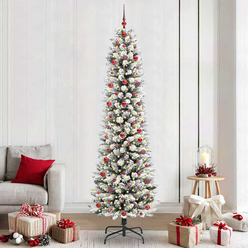 Afbeelding laden in galerijviewer, Vidaxl kunstkerstboom met 300 led wit 240 cm pvc en metaal en plastic
